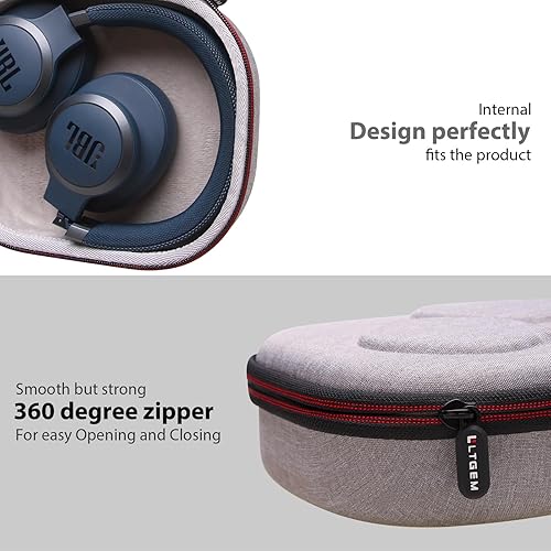 Miniatura 6 de LTGEM - Funda rígida para auriculares JBL, color blanco, exterior gris y interior gris