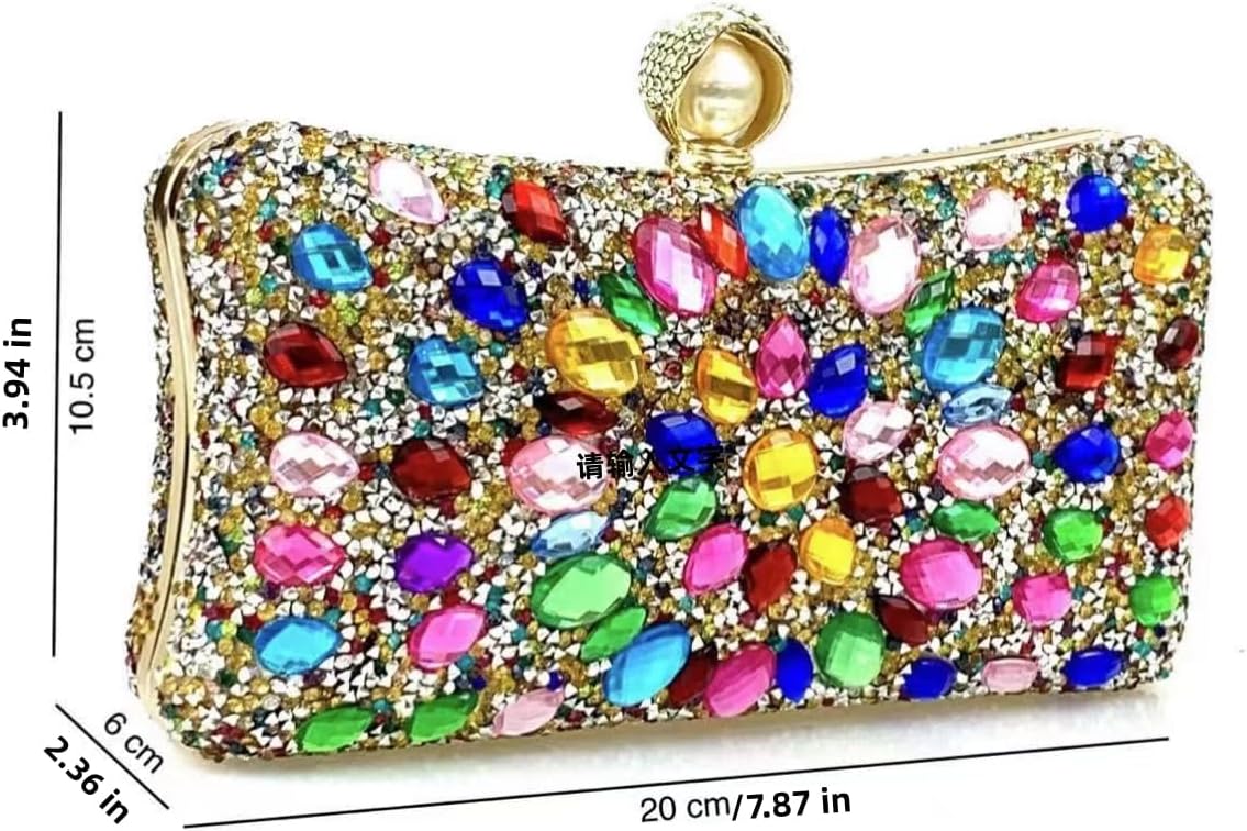 Vgift Crystal Box Clutch, Women Rhinestone Purse Handbag, Jeweled Evening Bags - Image 9