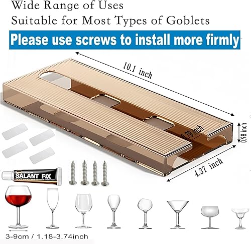 Miniatura 2 de Soporte para copas de vino debajo del estante, estante para copas de vino, estante de plástico para copas de vidrio, colgador de almacenamiento de