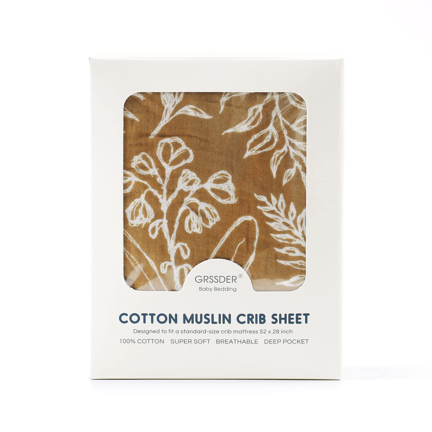 GRSSDER Sábana de muselina suave para cuna, 1 paquete, sábanas de cuna 100% algodón para niños y niñas, se adapta a colchones estándar de cuna de 52 x 28 pulgadas, seguro y cómodo, hojas amarillas