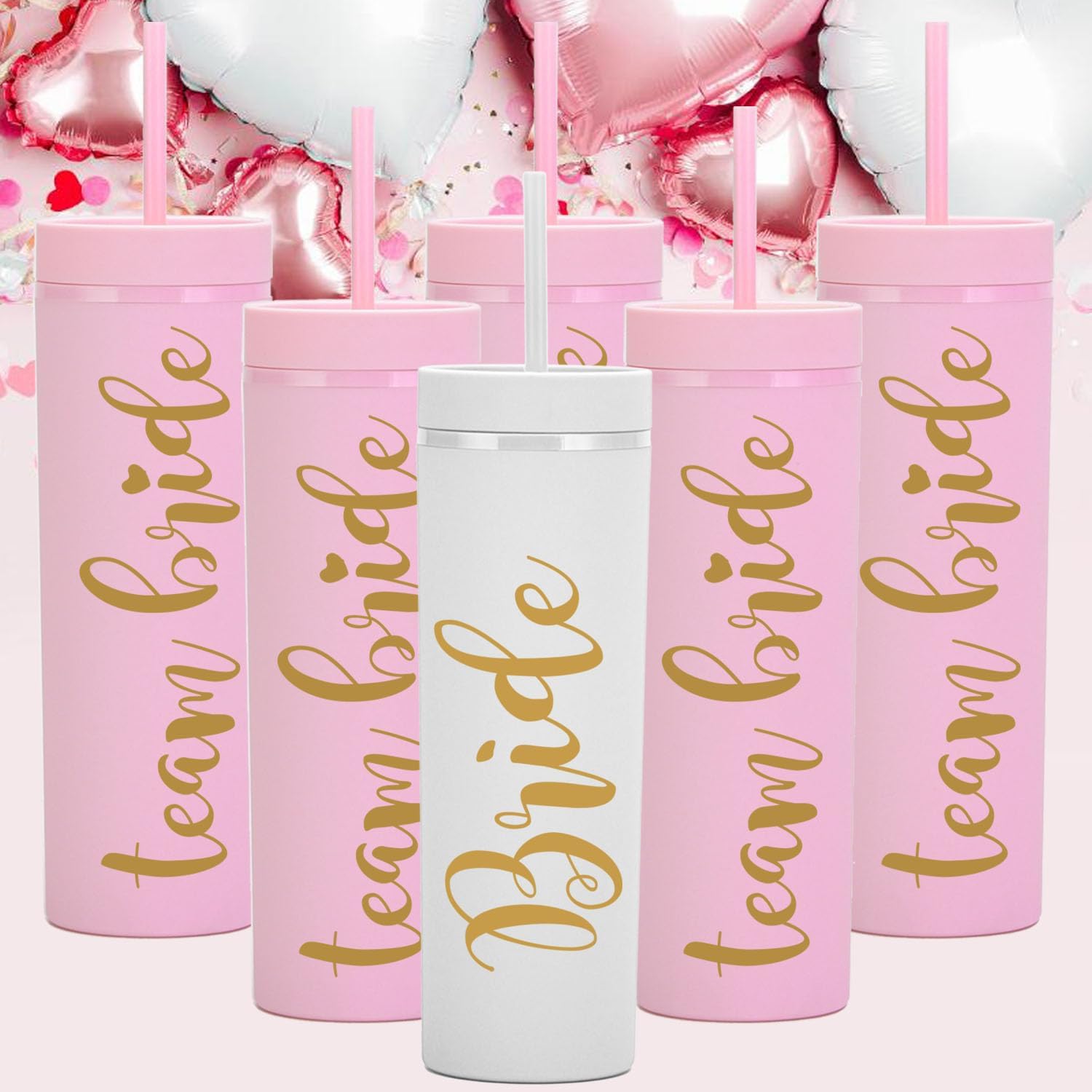 Bride & Team Bride 16oz Skinny Tumblers.Bachelorette Party Cups.Engagement Wedding Gifts.Bridesmaid Proposal Gifts.Bridal Shower Gifts.Bride Bridesmaids Bridal Party Tumblers Cups. - Image 3