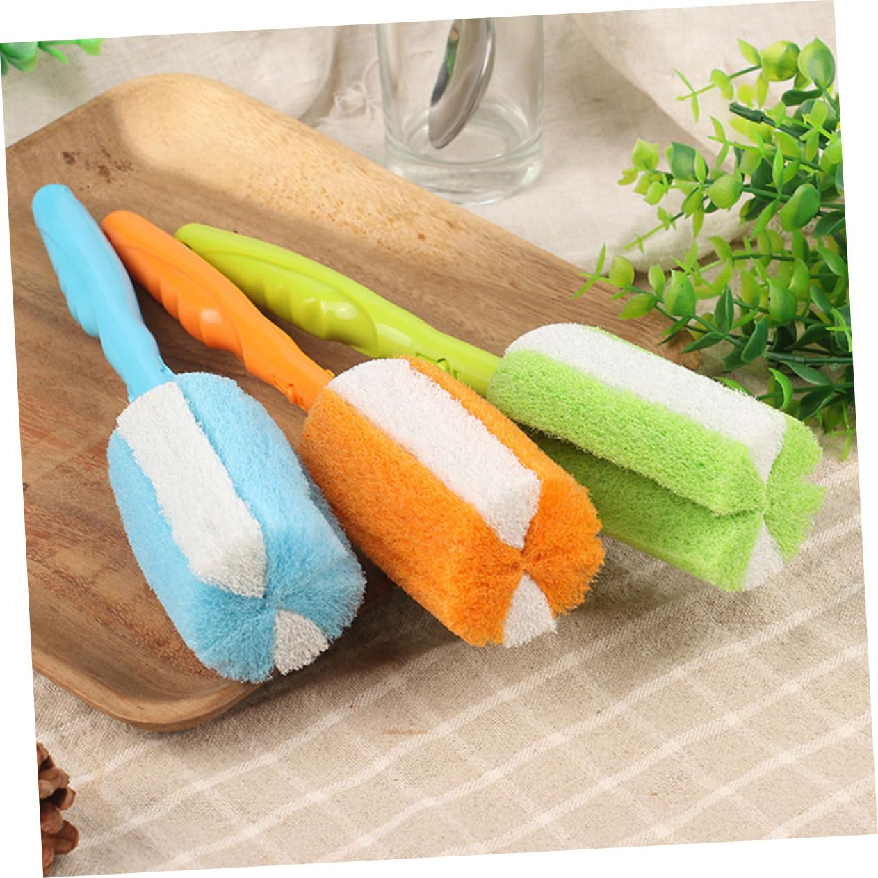 BESTYASH 3 Set Spazzole Per Bottiglie Per Bottiglie Profonda Design Per Vino E Latte Pratico Per Cucina Colore Casuale 4 Pezzi*3