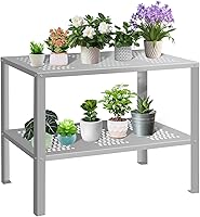 Yoloyakidra 42x24x32 Inch Aluminum Potting Bench - Double Layer Outdoor Garden Workstation for Greenhouse, Patio, Porch