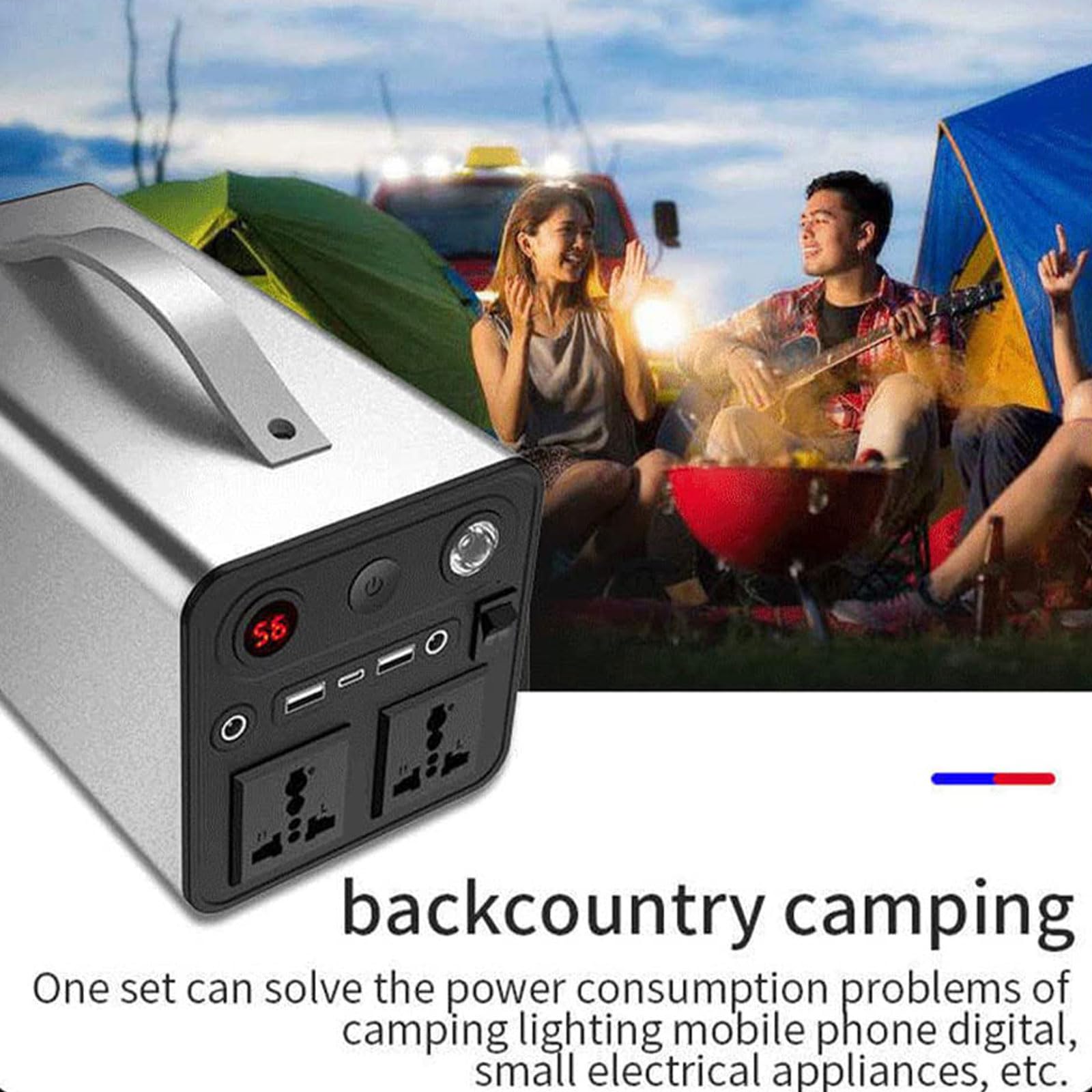 Estación de energía portátil de 300 W, generador Solar con iluminación LED, con 7 Puertos CA/CC/USB/C, con Gran Capacidad de 90 000 mAh y Pantalla Digital, para Acampar, Viajar y Pescar