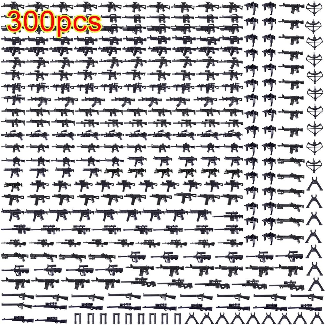 Military Weapons Pack Accessories, 300PCS DIY Small Particle Building Block, Compatible with Major Brands (300Pcs)