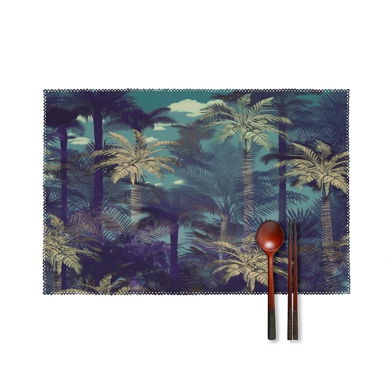 Fodpand Style Fantasy Palm Tree Jungle Placemats Set Of 4 Place Mats Table Mats