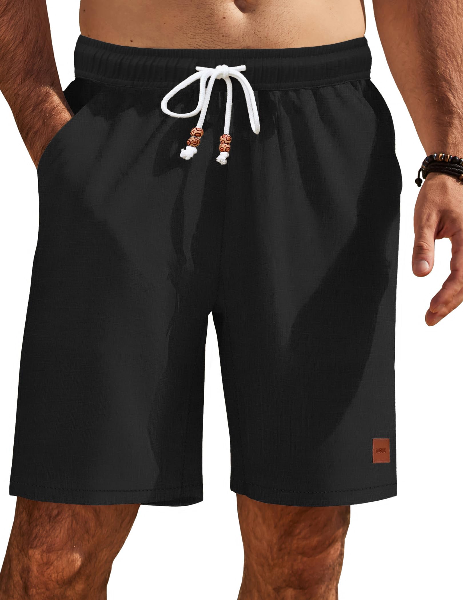 COOFANDY Mens Summer Beach Shorts Casual Elastic Waist Drawstring Short Vacation Shorts with Pockets