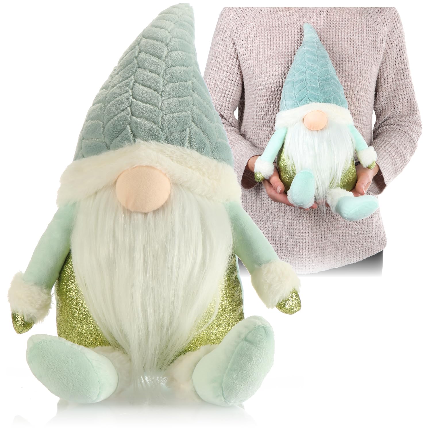 2 Nains LED Scandinaves à Accrocher - Décoration De Noël Avec Nez Lumineux - Fonctionne Sur Piles (fournies) - 15,5 Cm