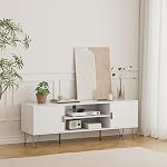 TV Stand for 55 60-inch TV, Entertainment Center with 2 Cabinets,TV Console with Soft Hinge Door with Gold Handle and Feet,TV Stand with Storage for Living Room,White and Gold