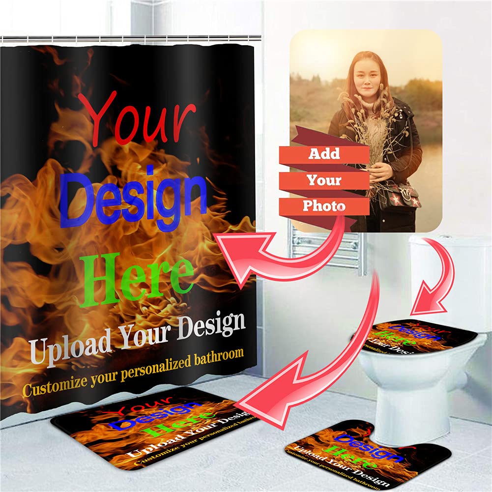 DIY Personalized Custom Bathroom Sets with Shower Curtain and Rugs and Accessories, Upload Images or Photos of Your Design, Customize Your Personalized Bathroom