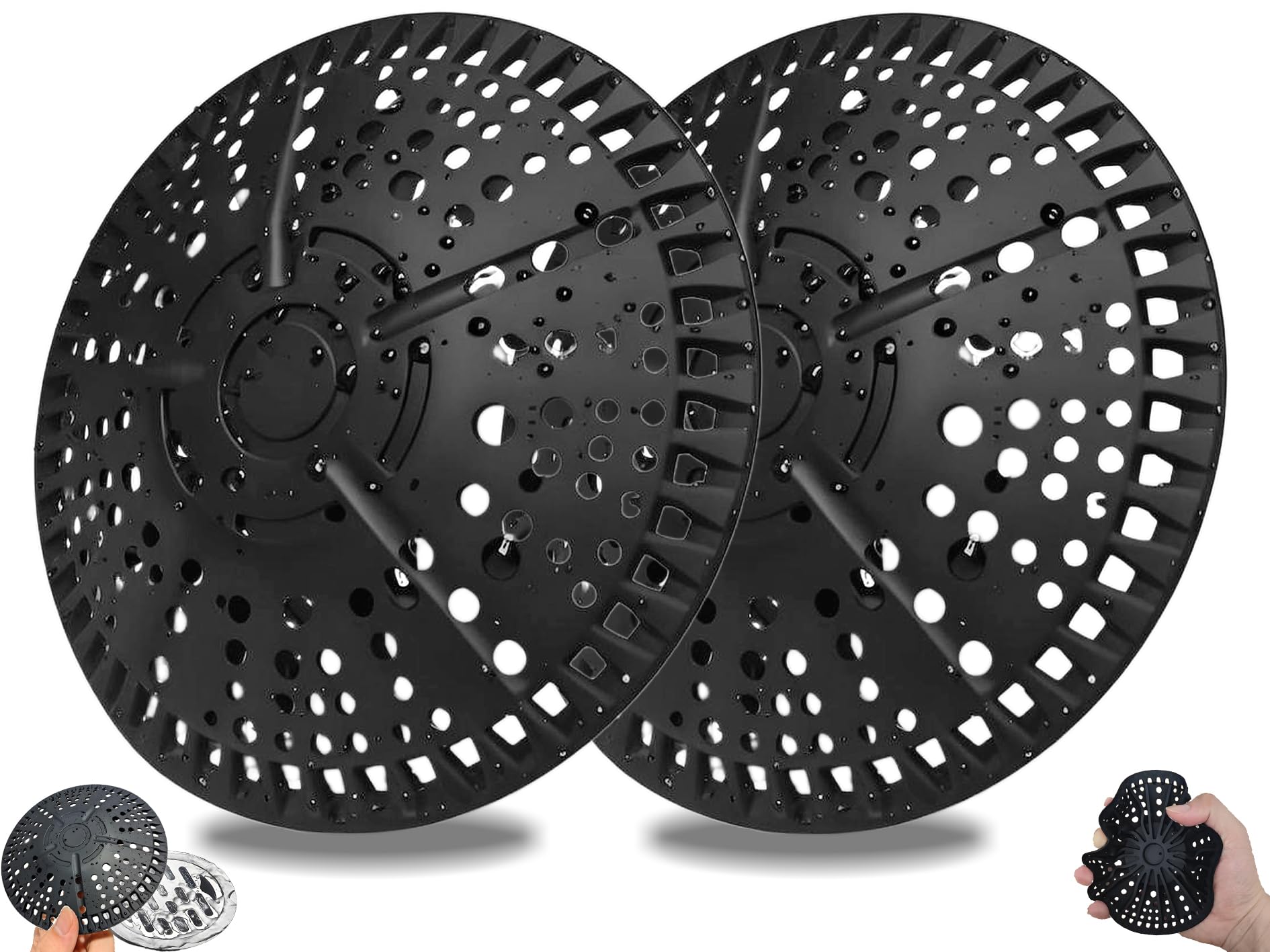2Pcs Shower Drain Hair Catcher,Drain Cover for Bathroom,5.5in Large Premium Silicone Drain Protector Strainer,Floor Drain Filter,Prevent Bathtub Blockage.