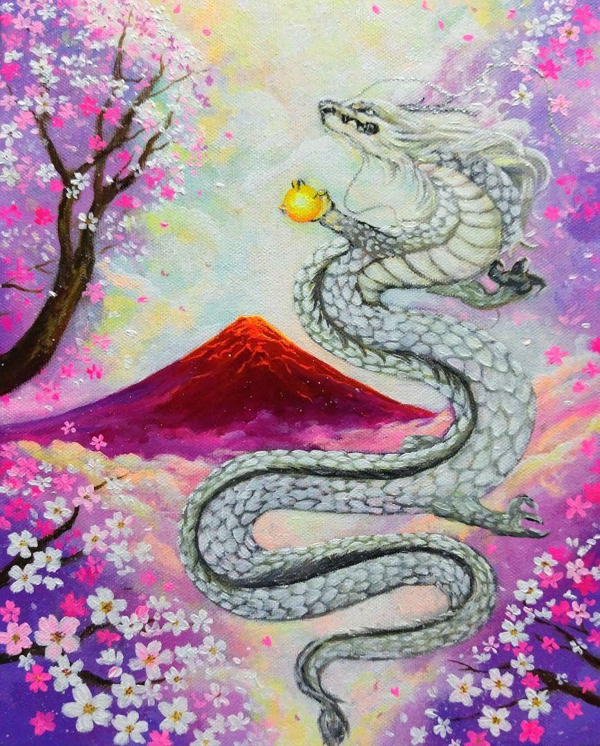 No.503 F4キャンバス 原画 アクリル絵画 龍神絵画 開運絵画 龍神様 