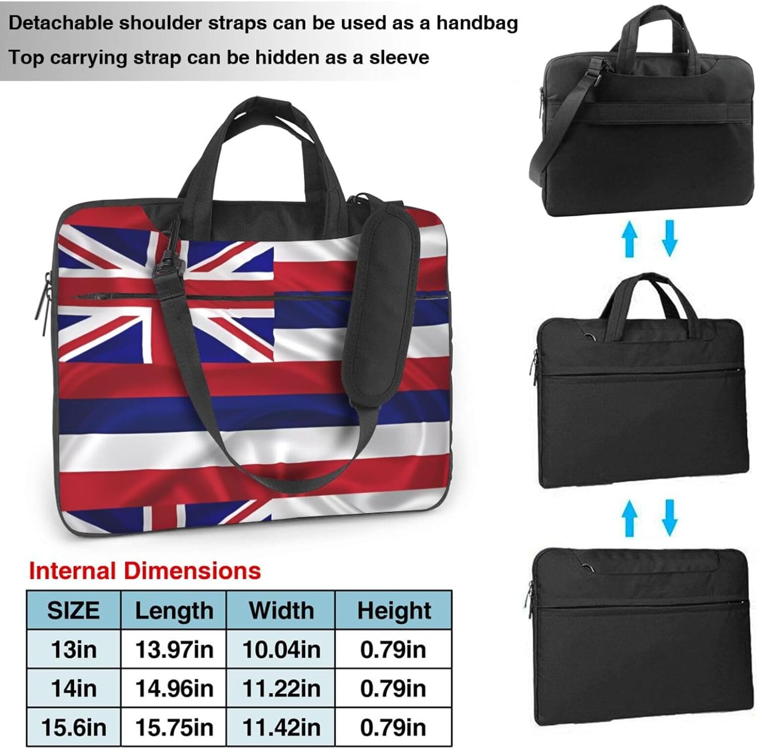 Flag of Hawaii American Patterned handheld laptop bag, crossbody office bag, suitable for business trips