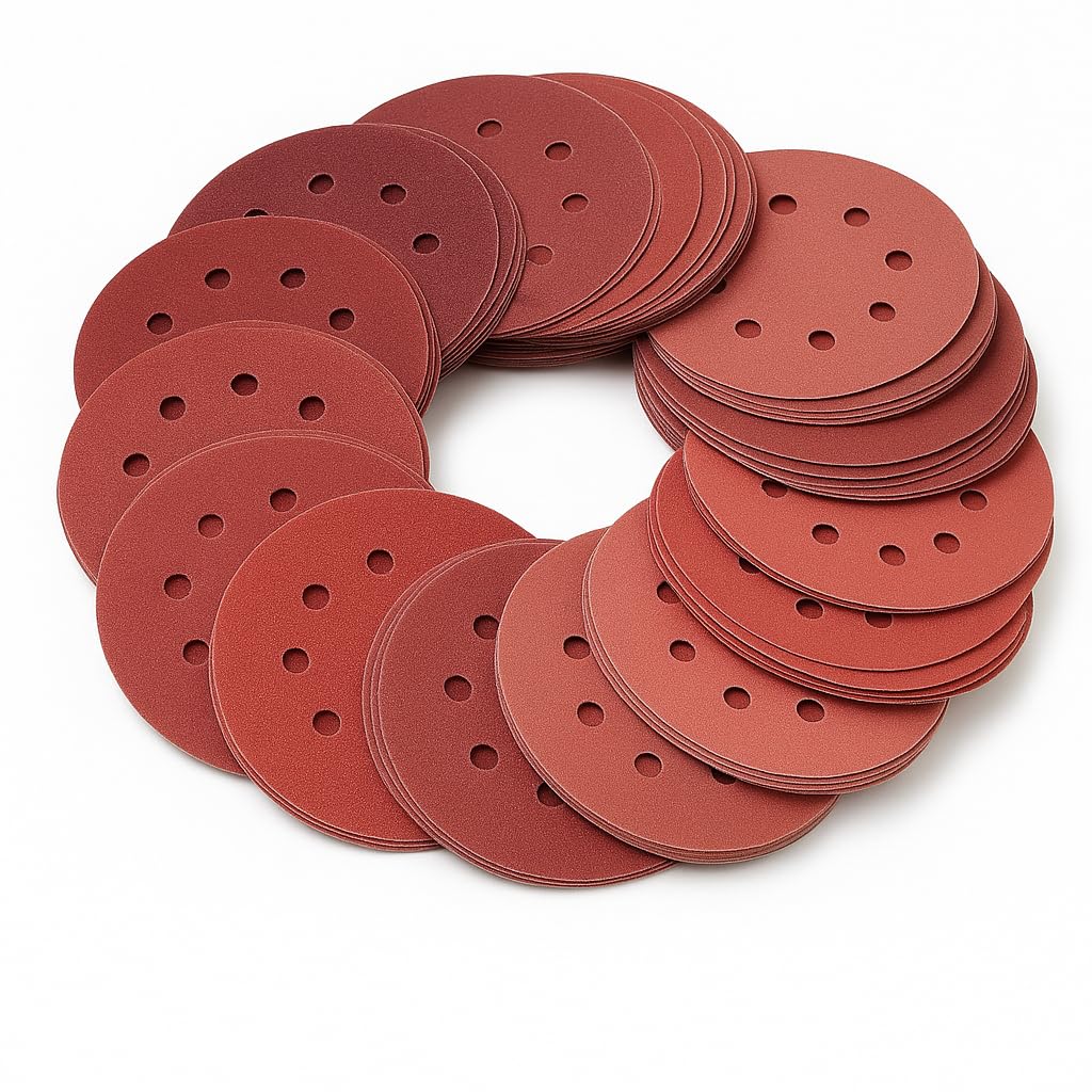 LESNIC 5 Inch 8 Hole Fine Grit Sanding Discs 100 Pack, 400 800 1000 1500 2000 Grit (20pcs Each), Hook & Loop Orbital Sander Sandpaper for Fine Finishing, Wood Metal Auto Body