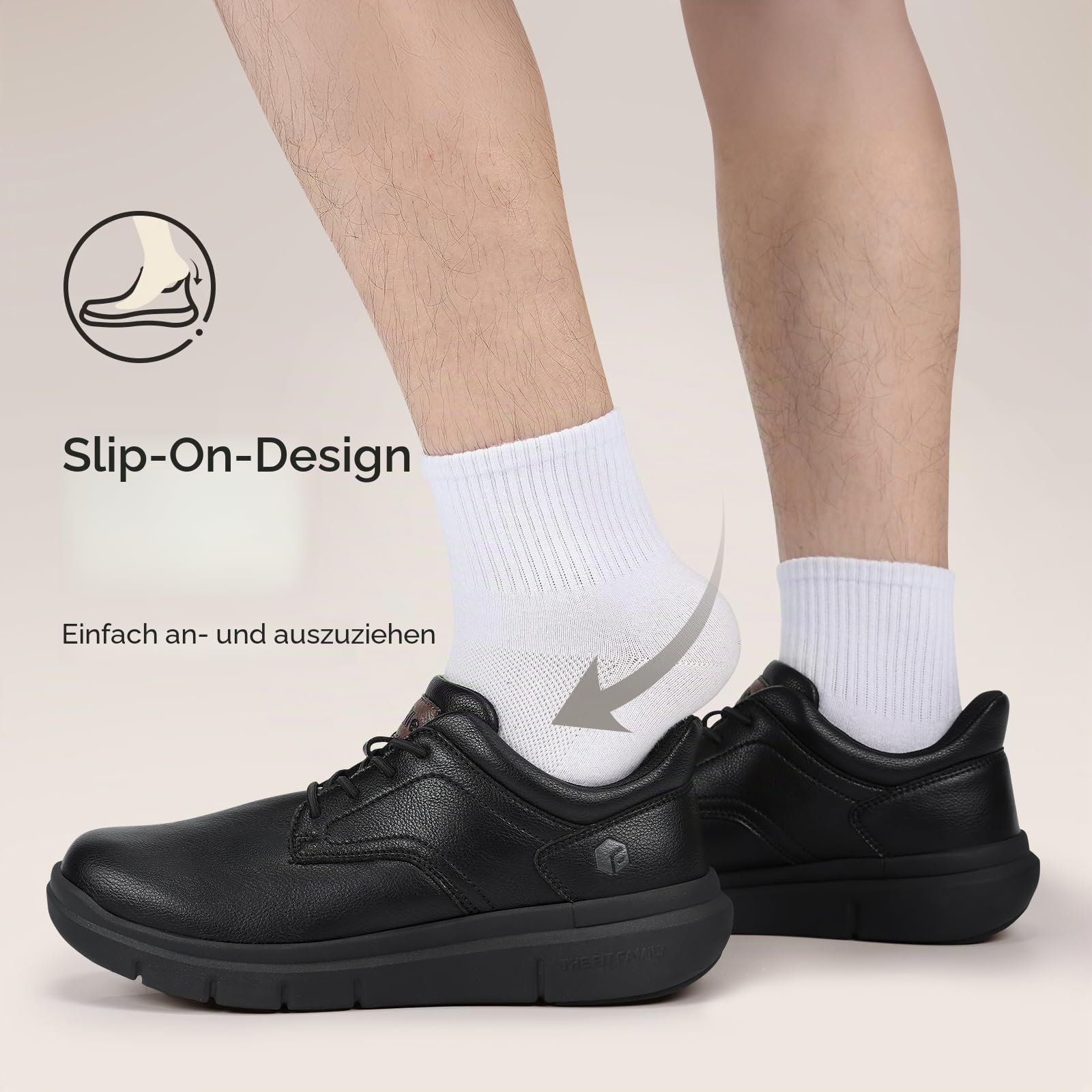 FitVille Slip on Schuhe Herren Extra Weit Kunstleder Schuhe Bequem Loafers rutschfest Freizeitschuhe Leichte Lässige Business Walkingschuhe Halbschuhe Moccasins für Breite Füße