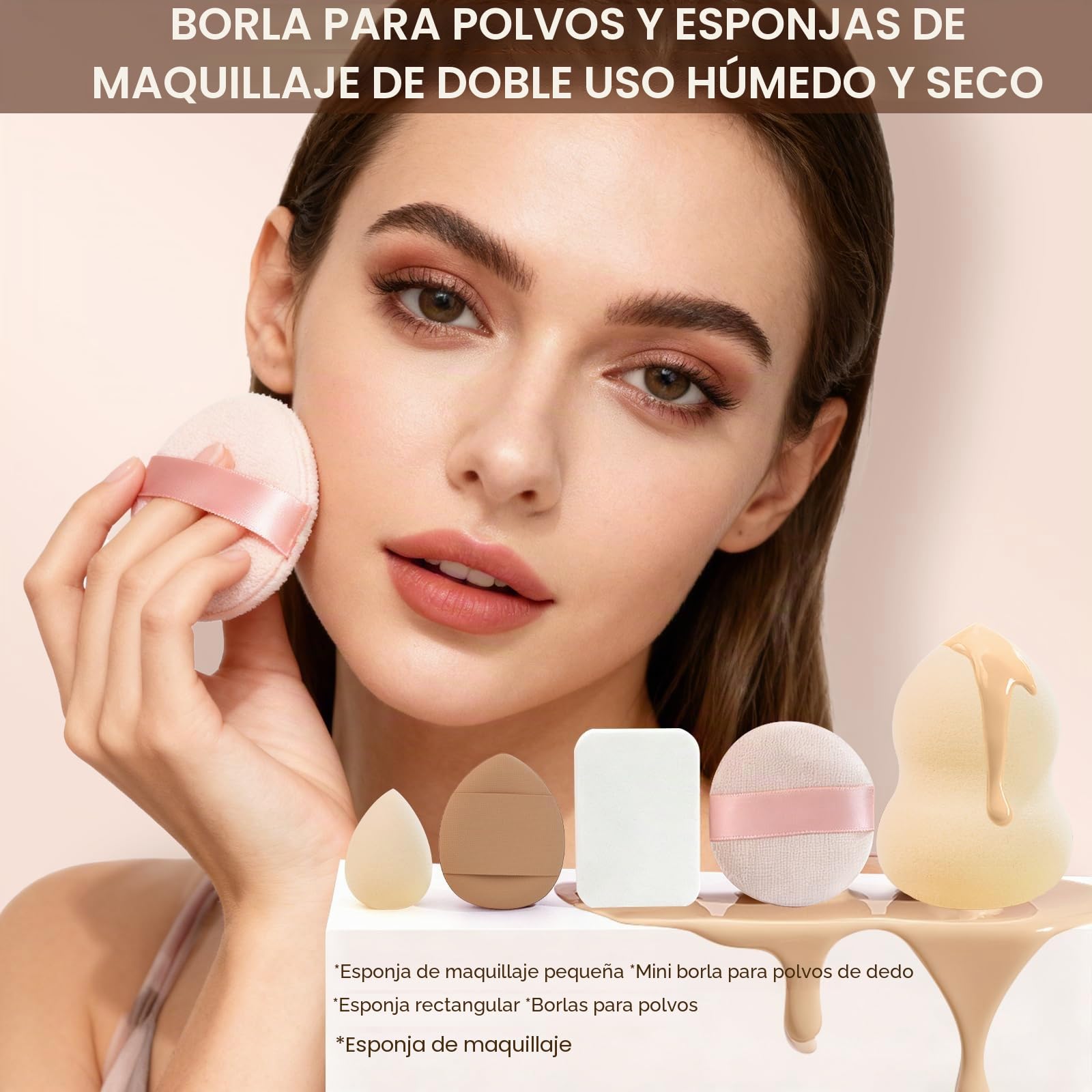Set de 49 Brochas de Maquillaje Profesionales Premium con Brocha Base y Estuche de Cuero con Espejo - Kit Completo para Contorno, Polvos y Sombras