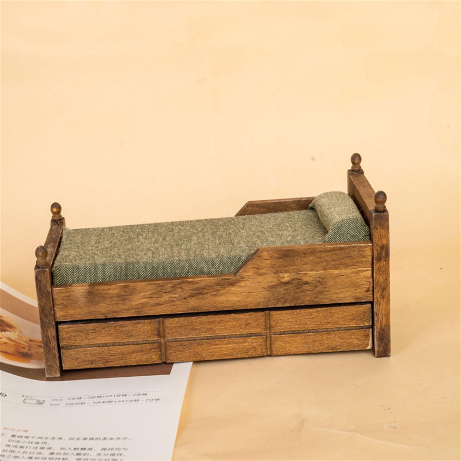 1:12 Scala Moderna Camera Da Letto In Legno Set Miniatura Case Delle Bambole Mobili Con Cuscino In Cotone Rimovibile E Cassetto Di