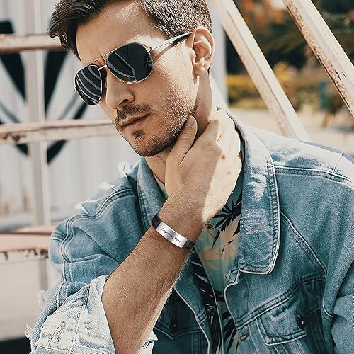 Miniatura 4 de OPALSTOCK Pulseras médicas personalizadas de silicona ajustable para identificación de emergencias, grabado gratuito, 9 pulgadas, resistente al