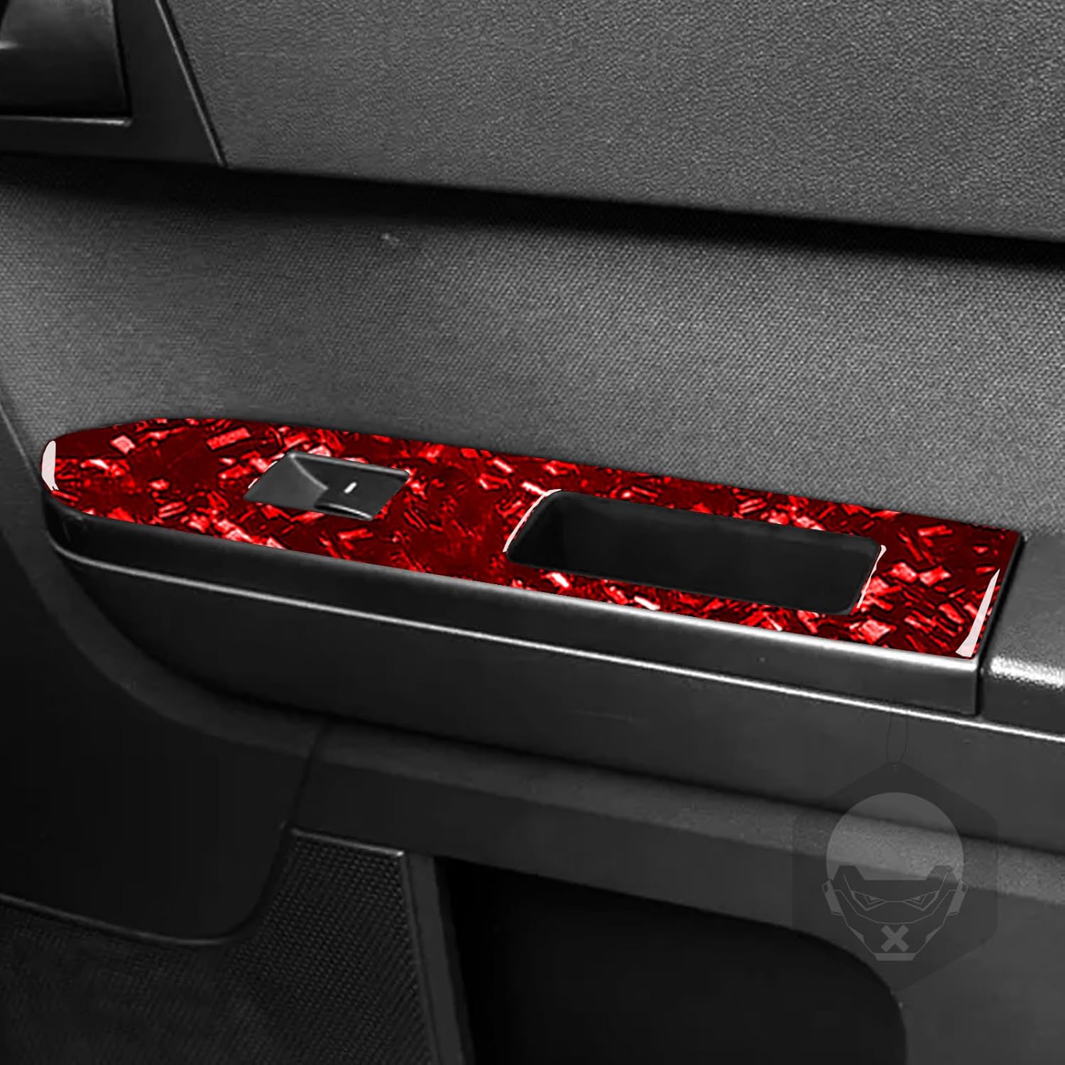 Red Forged Carbon Fiber Car Inner Door Panel Control Panel Sticker Set Auto Interior Accessories Compatible with Ford Escape XLS XLT Hybrid 2008-2012/Mercury Mariner Hybrid 2008-2011