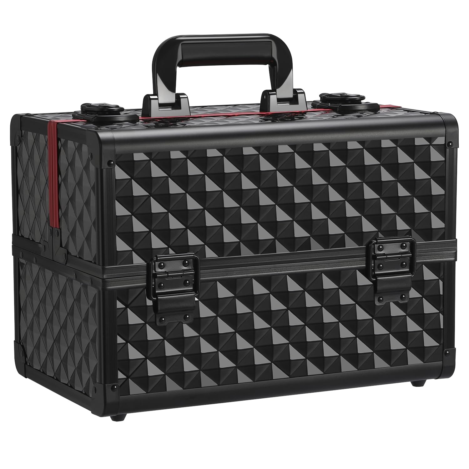 Valigetta Porta Trucchi Beauty Case Make Up da Viaggio Professionale Estetista Cosmetici Per Cosmetici Organizzatore 6 Vassoi Chiudibile Nero