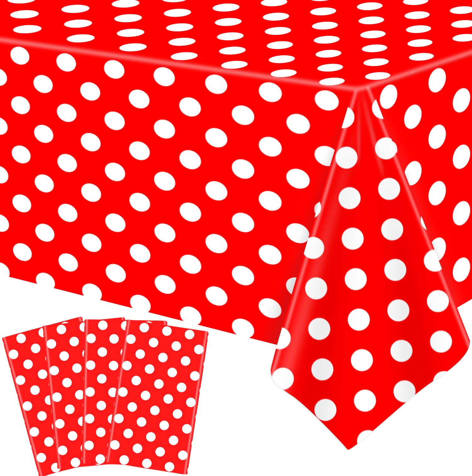 4 pezzi tovaglia monouso punto ondulato pois bianchi su sfondo rosso tovaglia rettangolare impermeabile festa punto ondulato tovaglia per bambini picnic ragazze compleanno decorazioni 130 x 220 cm