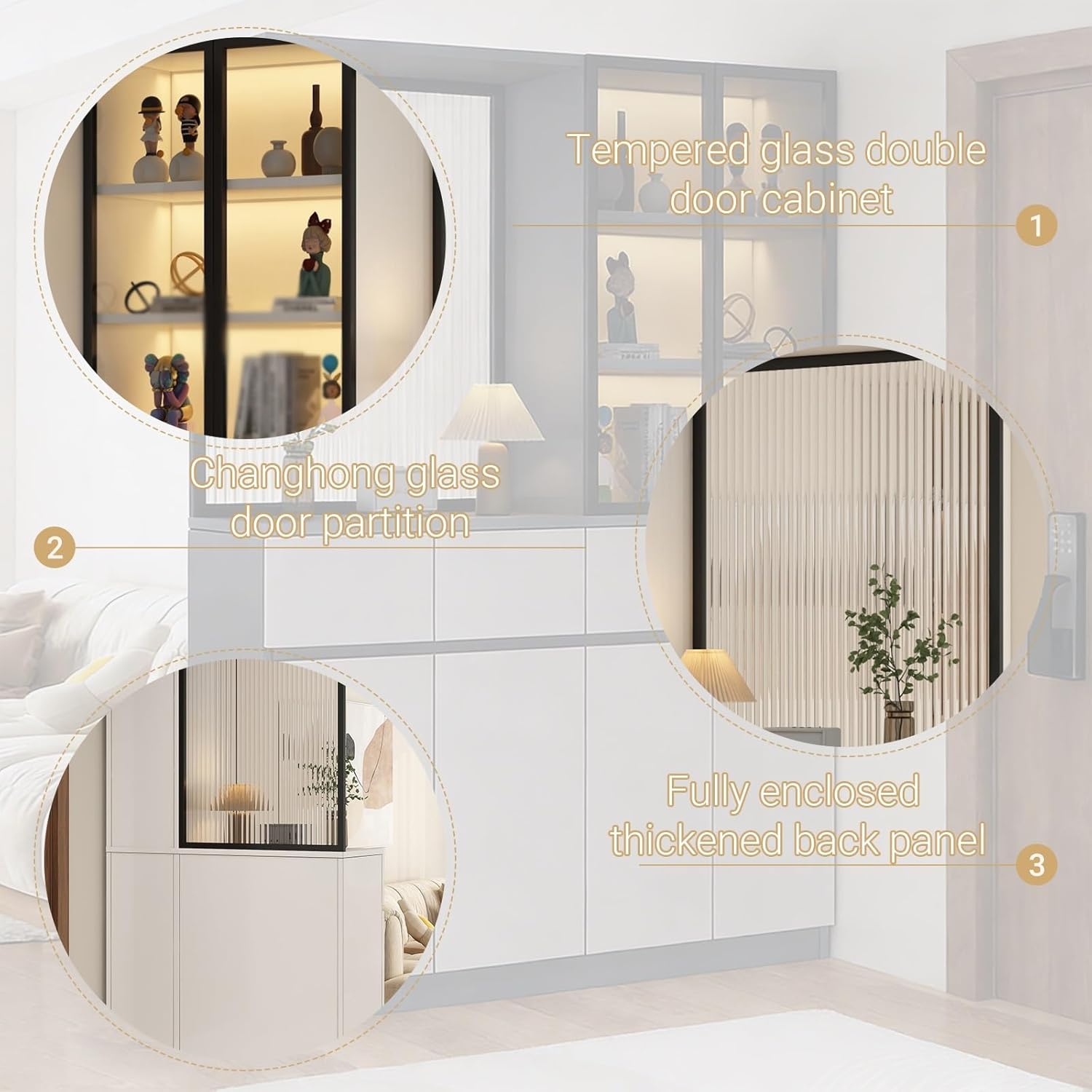 200CM/78.7in Height Floor to Ceiling Wall Post Partitions Screens Wood Room Divider Screen with Storage Cabinet with Open Storage Space(Style D (Right),80cm/31in)