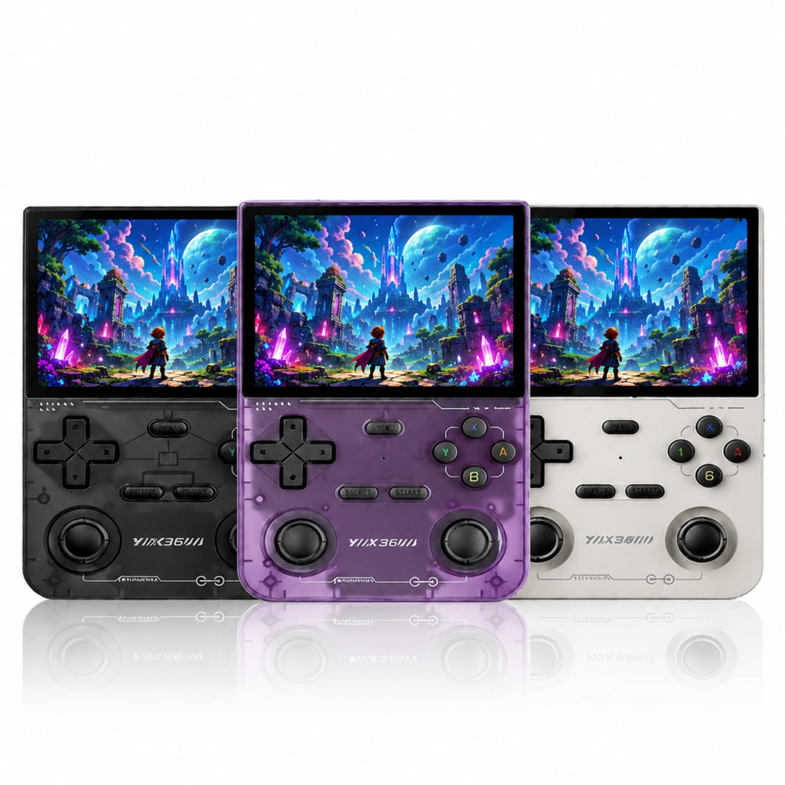 Console Portatile K36, Console retrò, Console per Giochi retrò Console per Giochi Portatile retrò, Doppio Bilanciere 3D, Oltre 20 Emulatori per N64, GBA, ECC. (Lilla)