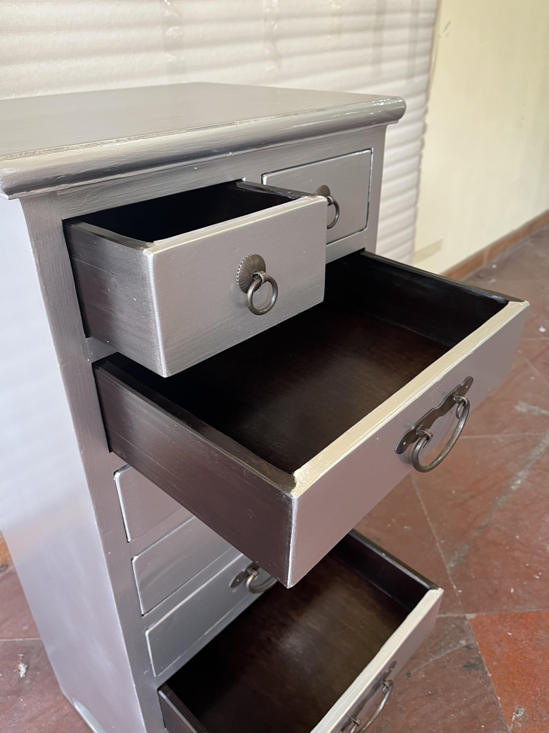 Kunibert Armoire à pharmacie avec 8 tiroirs - Largeur : 46 x hauteur : 95 cm - Argenté