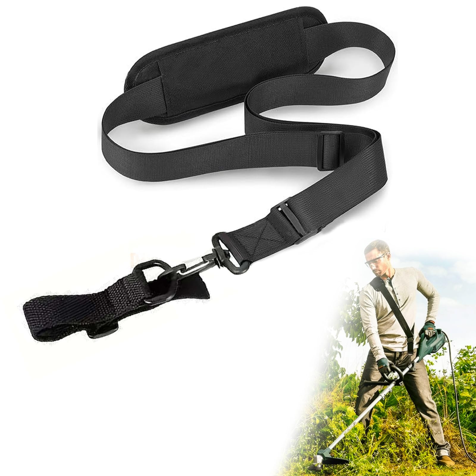 Arnés de Desbrozadora Correa de Hombro para Recortadora de Césped Ajustables Nailon Universal Arnés de Cortacésped,Accesorios para Desbrozadora (Negro)
