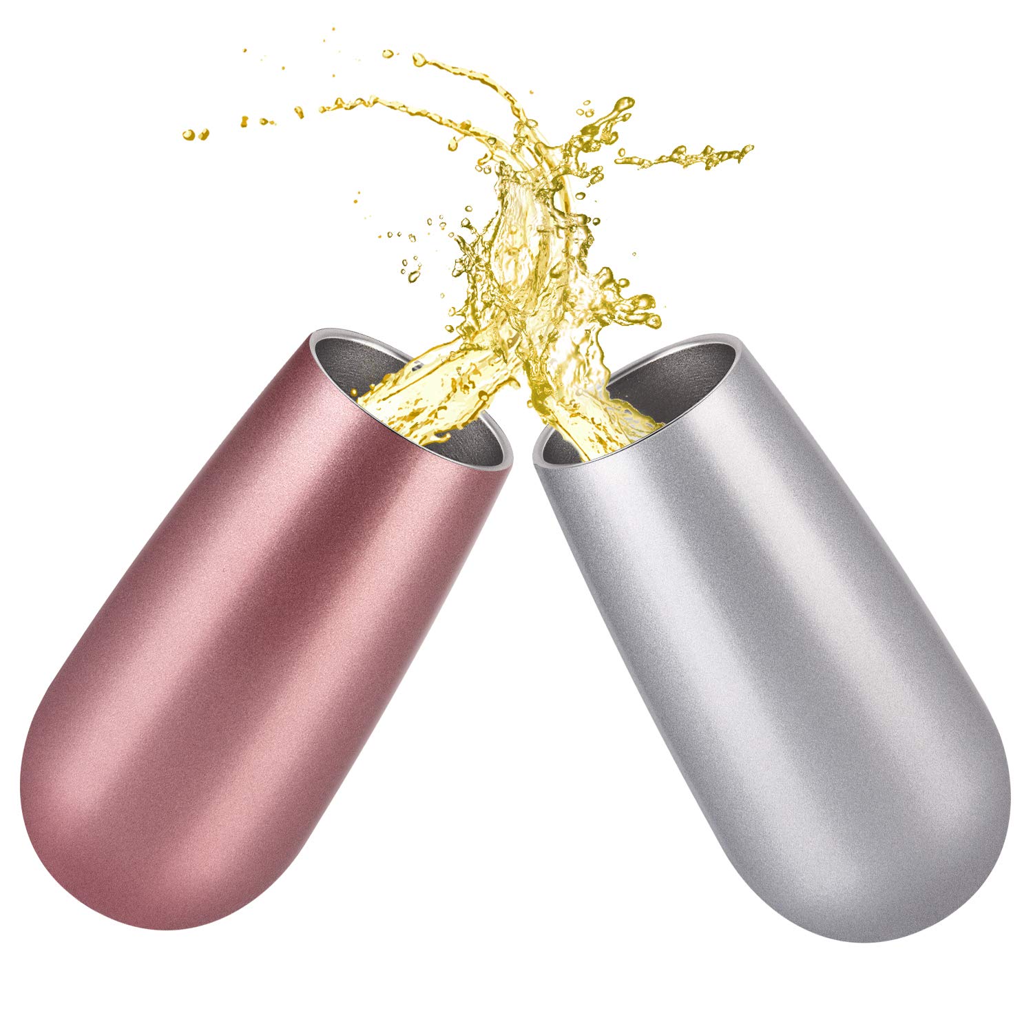 Gobelet à champagne à double isolation sans pied avec couvercle, incassable et réutilisable, 6 oz set of 4 Multicolore.