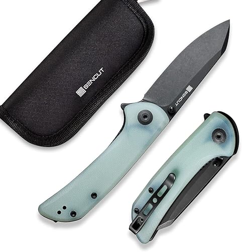 SENCUT Fritch Pocket - Cuchillo plegable para EDC, cuchillo pequeño con clip de transporte profundo, cuchillos de transporte diario G10 naturales