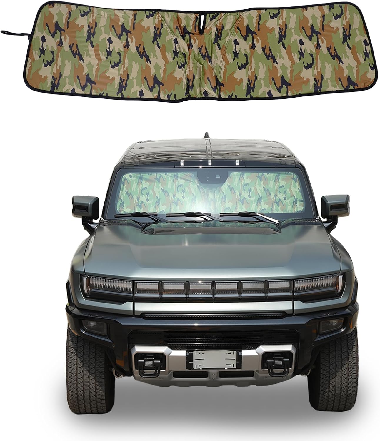 Car Sun Shade for Windshield Compatible with 2022 2023 2024 2025 Hummer EV Accessories SUV/Pickup Truck Front Windshield Glass Visor Sun Shield Foldable Heat Insulation Blocking Privacy Protection