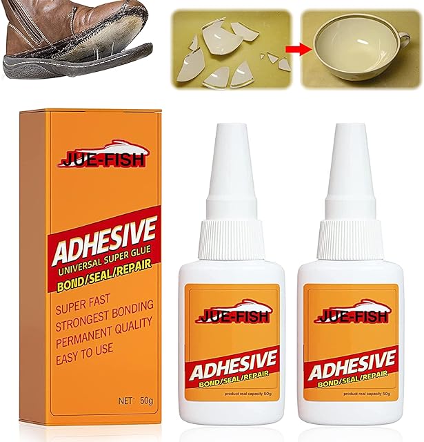 2 Pack Universal Super Glue,Super Glue All Purpose,Welding High-Strength Oily Glue,Mighty Waterproof Instant Universal Super Glue Strong Plastic Glue for for Plastic,Leather,Ceramics,Etc(50g*2) (#1)