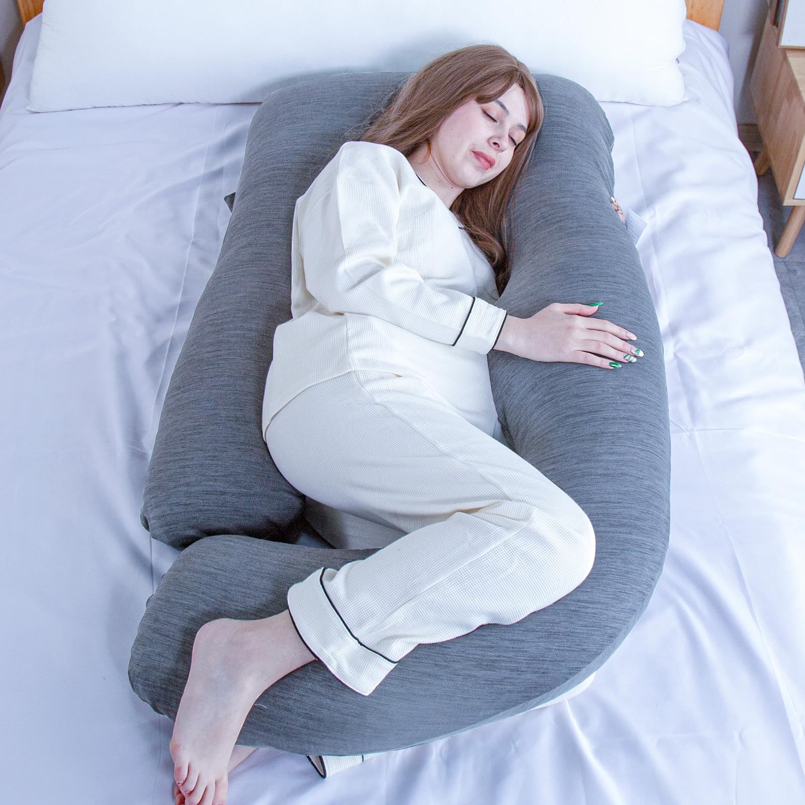 抱き枕-大人用抱き枕-睡眠用妊娠枕 ダークグレー 涼感生地 大人用抱き 抱き枕-大人用抱き枕-睡眠用妊娠枕 ダークグレー 涼感生地 大人用抱き