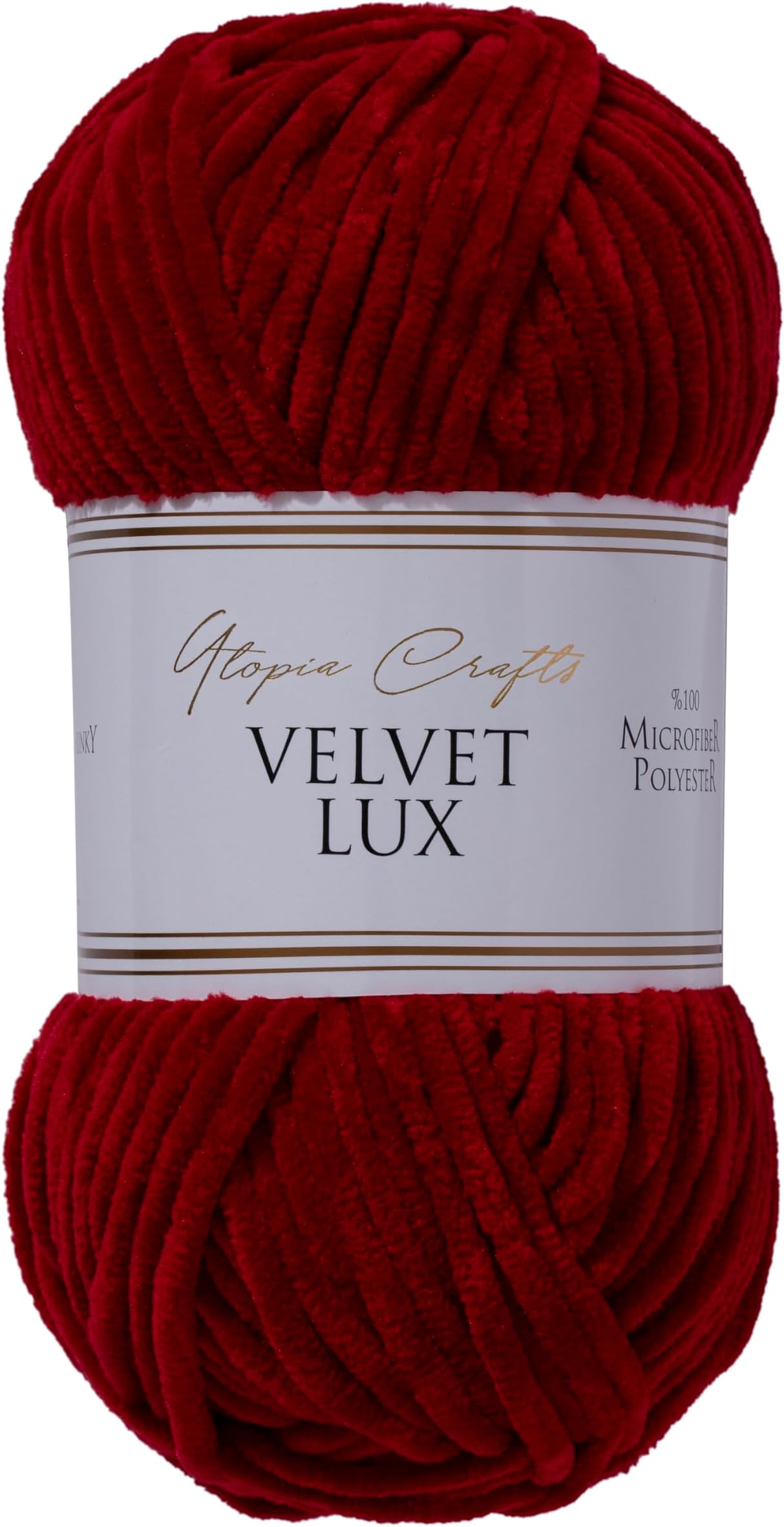 Utopia Crafts Velvet Lux Chenille Super Soft Chunky Yarn for Knitting and Crochet, 100g - 110m (Dark Scarlet)
