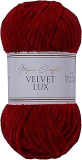 Velvet Lux Chenille Super Soft Chunky Yarn for Knitting and Crochet, 100g - 110m (Dark Scarlet)