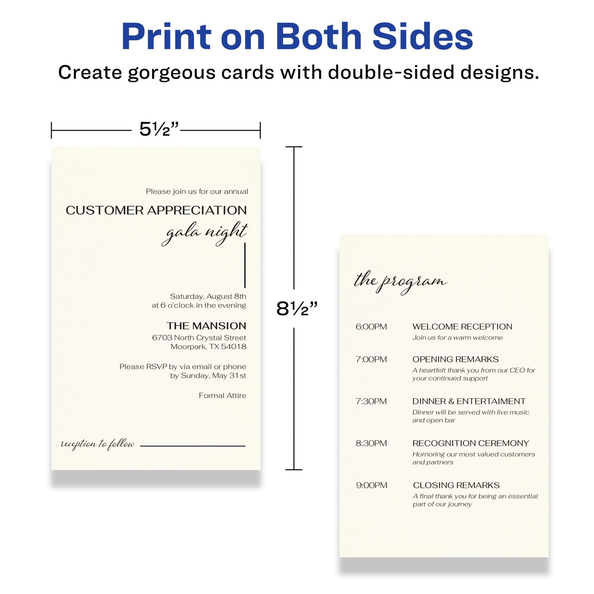 Amazon.com: Avery Printable Rectangle Invitation Cards, 5.5
