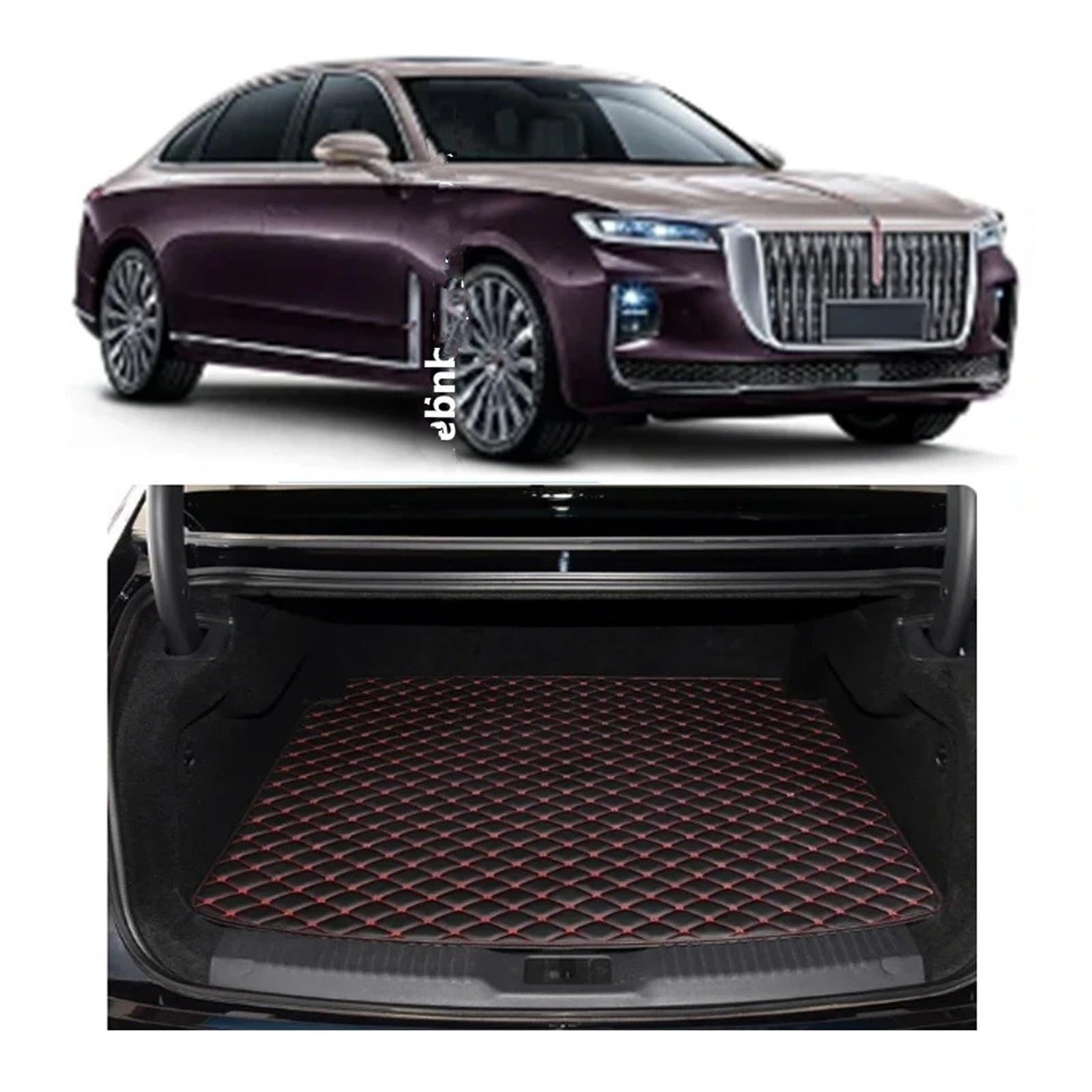 Kofferraumwanne Für HONGQI H9 2021 2022 2023 2024 Kofferraum Hauptmatte Anti Scratch rutschfeste Schutzabdeckung Schutzfrachtmatte(Black red)