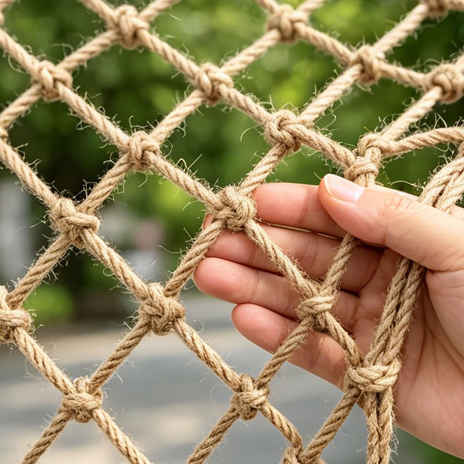 Pithsdp Hemp Rope Net Heavy Duty Kids Climbing Safety Netting For Balcony Fence Stairs Railings Playground Protection And Indoor/Outdoor Decorative Net(Size:2M×8M(6.5FT×26.2FT),Color:jute)