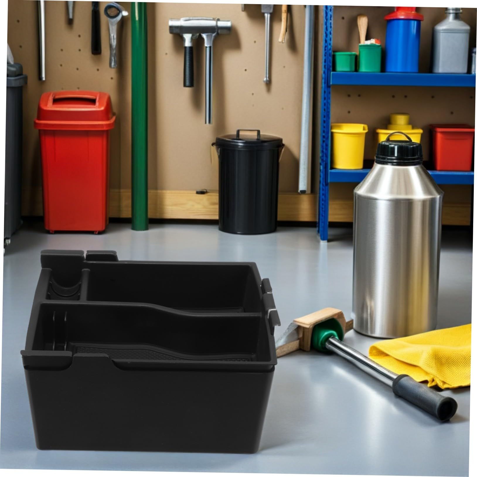 PLAFOPE Organizer Consolle Centrale Auto con Doppio Vassoio Contenitore Portaoggetti per Bracciolo Veicolo Box Immagazzinaggio Abs Resistente per Viaggi Quotidiani e Lunghi