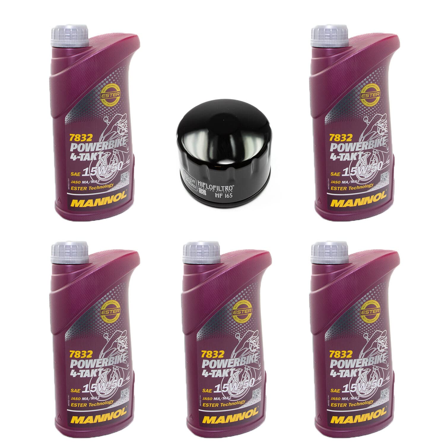 Motoröl Set 15W50 5 Liter + Ölfilter HF165 für BM W