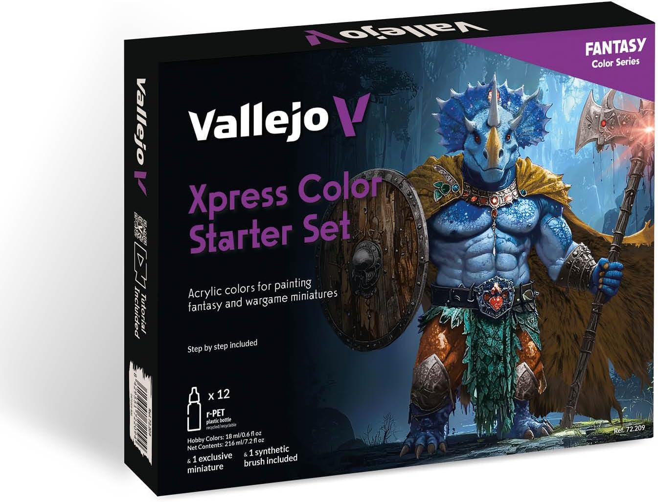 Vallejo Xpress Color Starter Set for Painting Figures, Includes Exclusive Figure, Synthetic Brush and Step-by-Step Guide, Ideal for Skin, Scales, Clothes and Metals