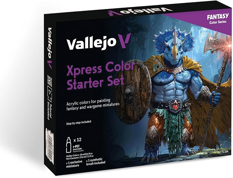 Xpress Color Starter Set for Painting Figures, Includes Exclusive Figure, Synthetic Brush and Step-by-Step Guide, Ideal for Skin, Scales, Clothes and Metals