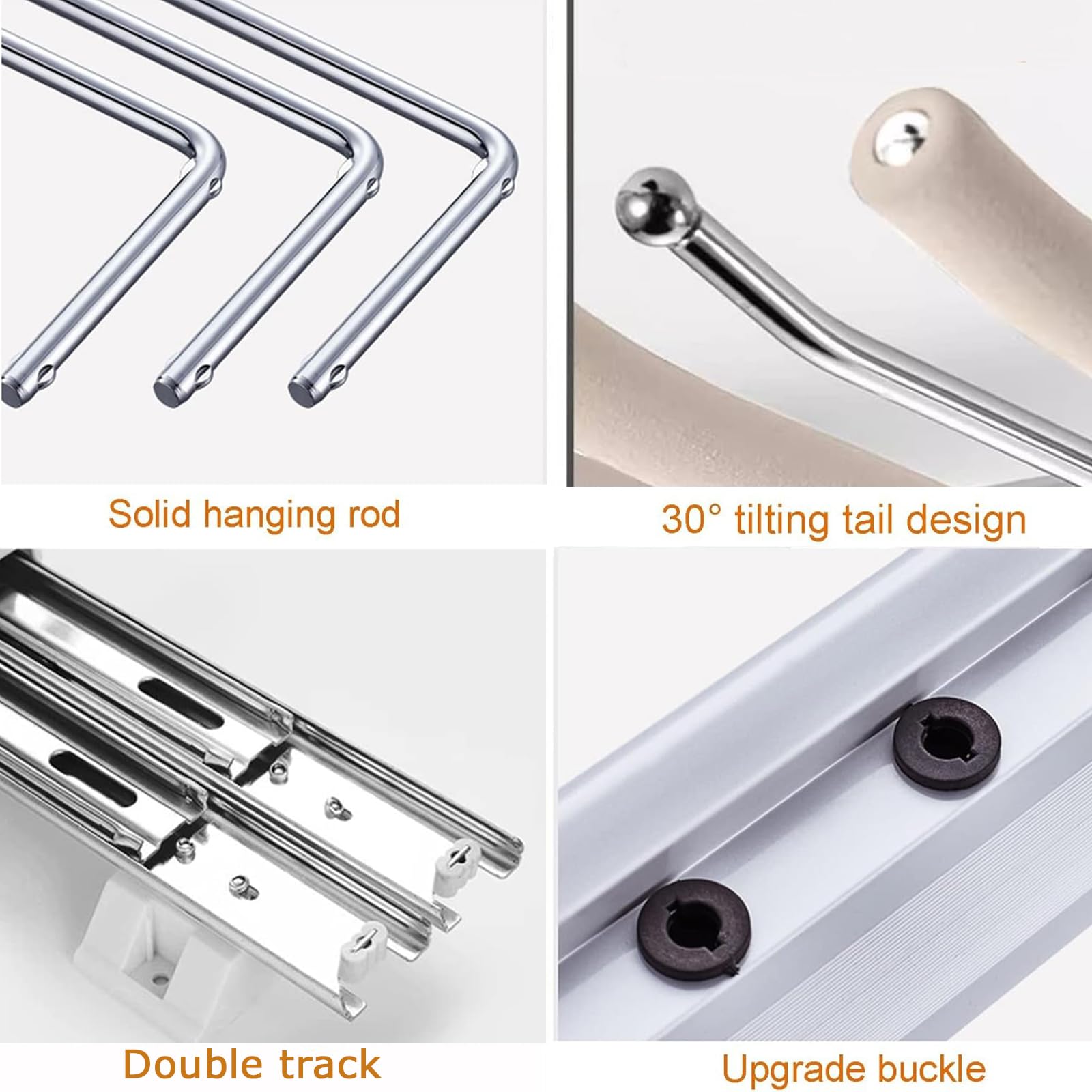 Percha para Pantalones Extensible, 10 Brazos, para Armario 46cm | riel suave, carga 20 kg y ahorro, flocado antideslizante, espacio en armarios, barra extensible para montaje lateral