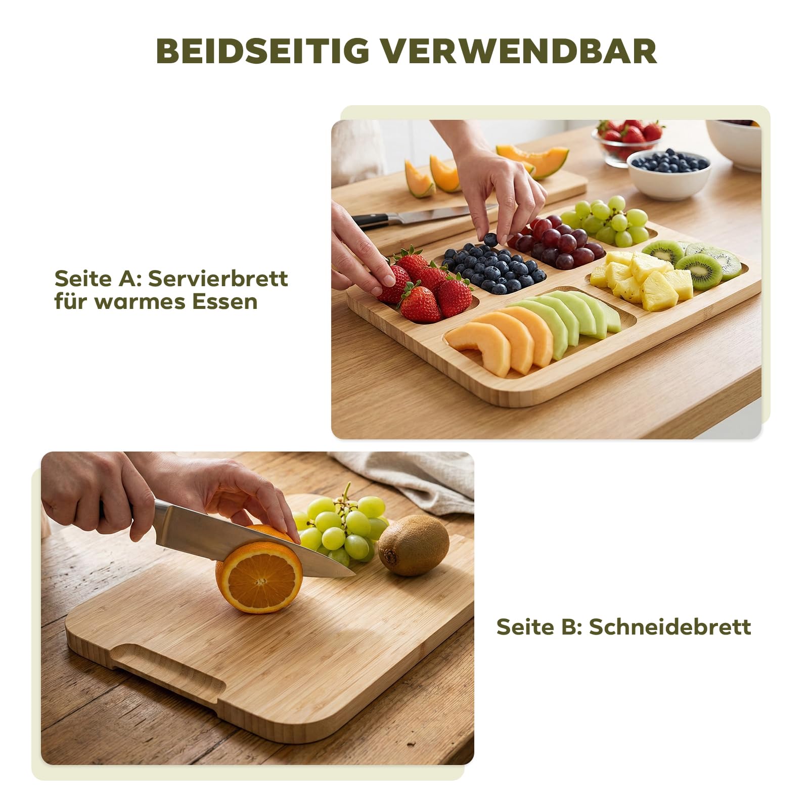 Bambus Käseplatte Charcuterie Board mit Deckel – Tragbares Käsebrett mit 6 Fächern, Holzbrett mit Käseglocke aus PET, Servierplatte für Käse, Wurst & Snacks – Ideal für Picknick, Reise & Brunch