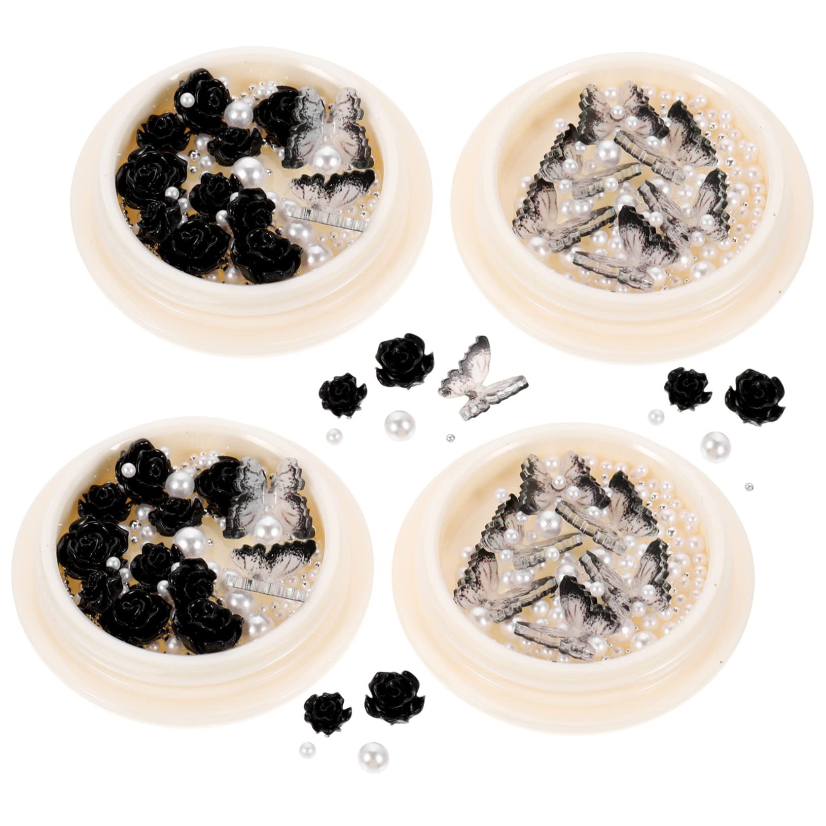 VALICLUD 4 Set Shinestone Di Nera Ciondolo Kit Di Strass Per Unghie Cristalli Adesivo Decorazioni Unghie Ciondoli Per Unghie Luccicanti Gemme E Gioielli Resina 4 Scatole*4