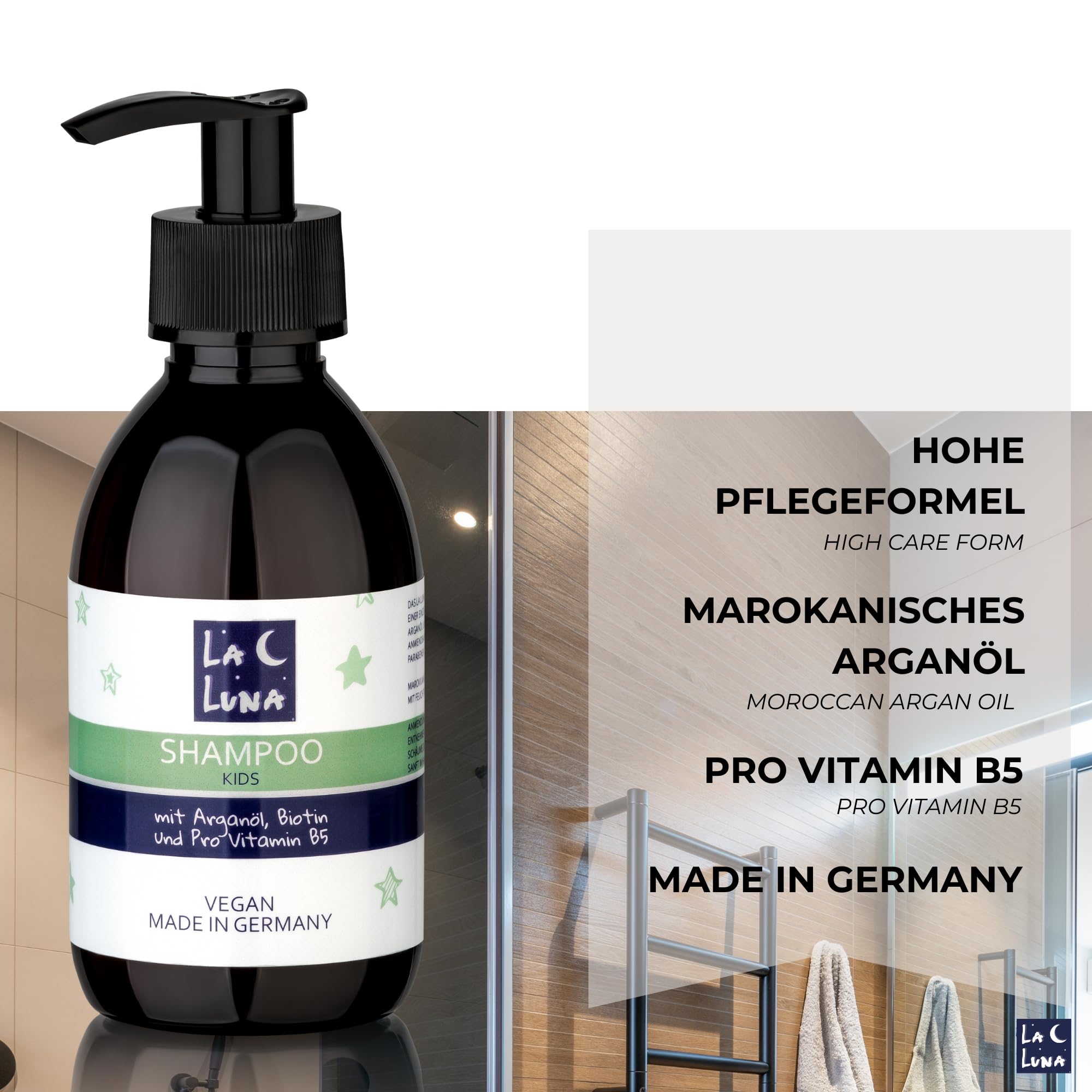 LA LUNA® Lekki spray do włosów dla dzieci, kompatybilny z aloesem, cenne ceramidy, intensywna pielęgnacja, nie kopią włosów, wegański, pielęgnacja włosów dla dzieci, dla chłopców i dziewczynek, do każdego typu włosów, pielęgnacja włosów