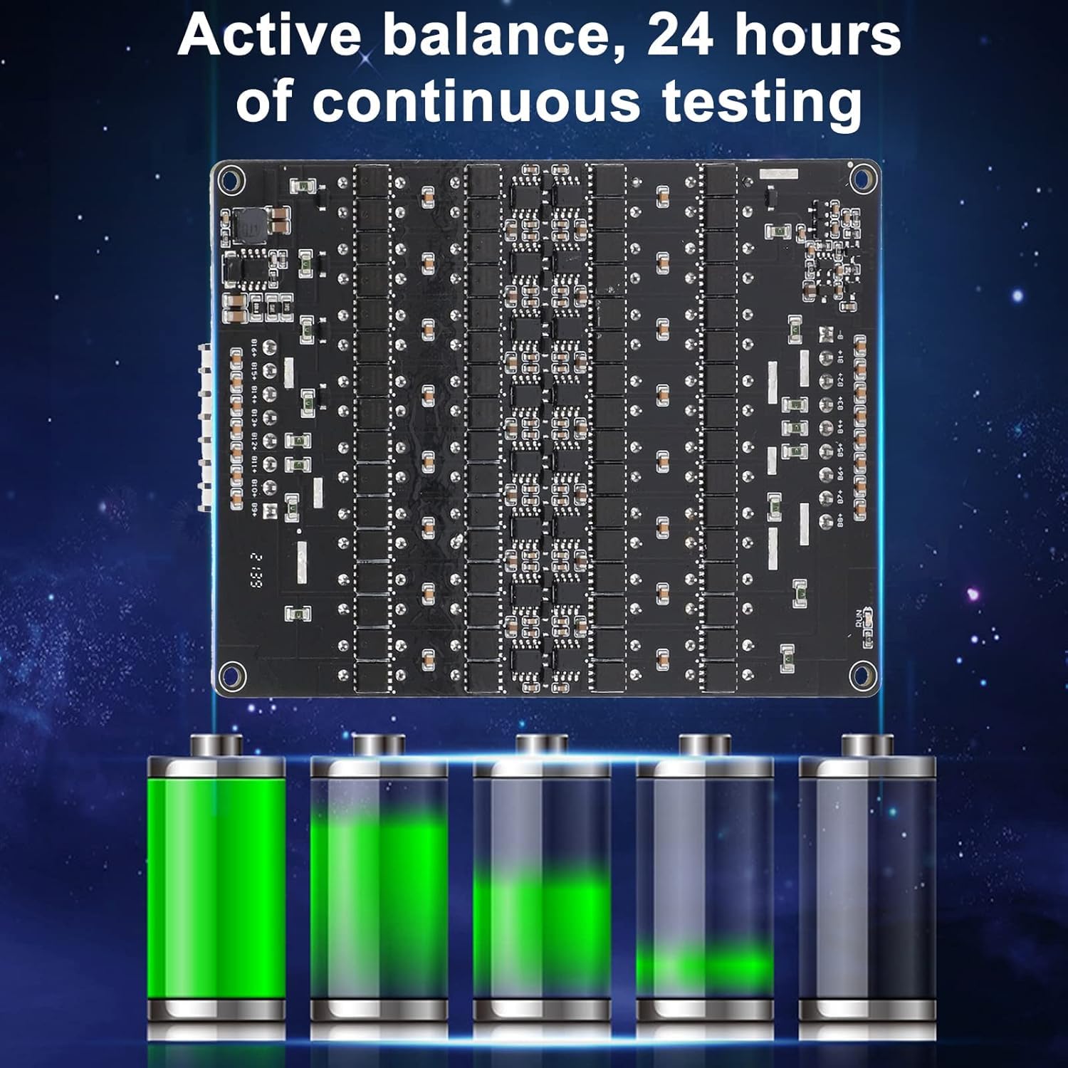 12-16S Lithium Batterie Equalizer Board, Lithium Batterie Ausgleichskarte Universelles aktives Balancer Modul Leichtes Energietransferboard für LTO LPO LFP 1,8V-4.5V Li-Ionen Batterien