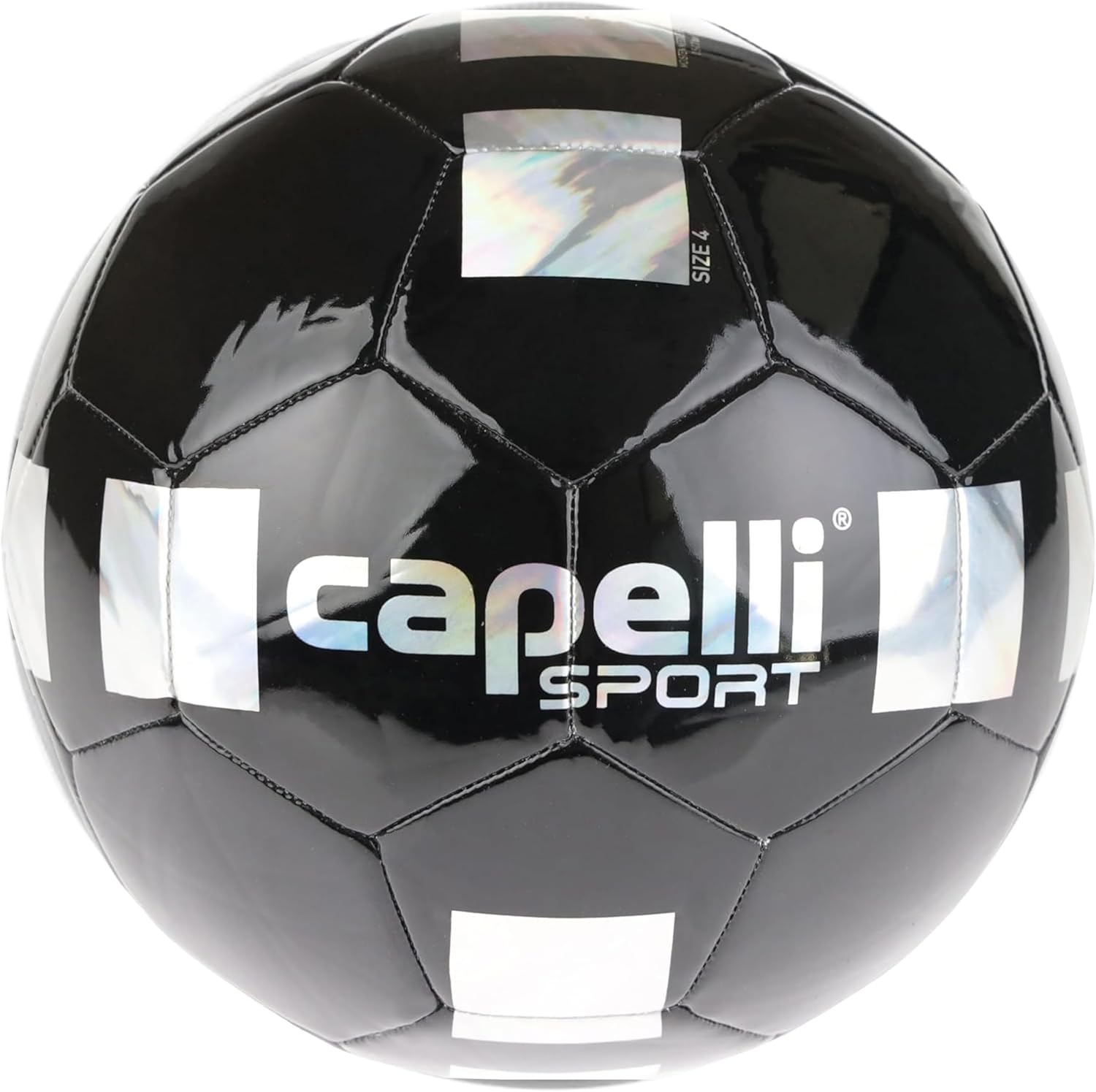 Capelli Sport Balón de fútbol tamaño 5, diseño holográfico para jugadores jóvenes y adultos, entrenamiento al aire libre e interior, negroplateado