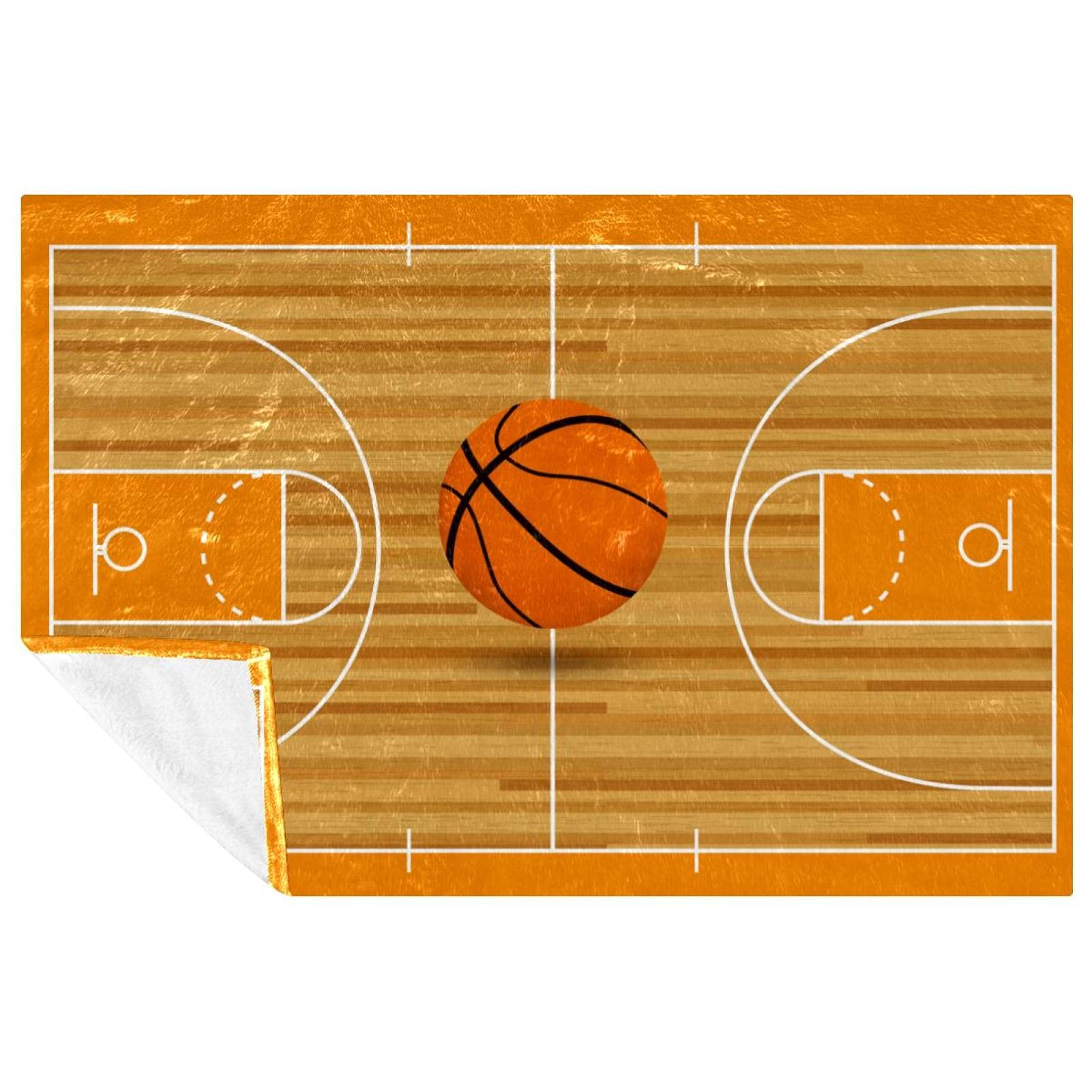 Couverture douce imprimé basket orange moelleuse et facile à transporter